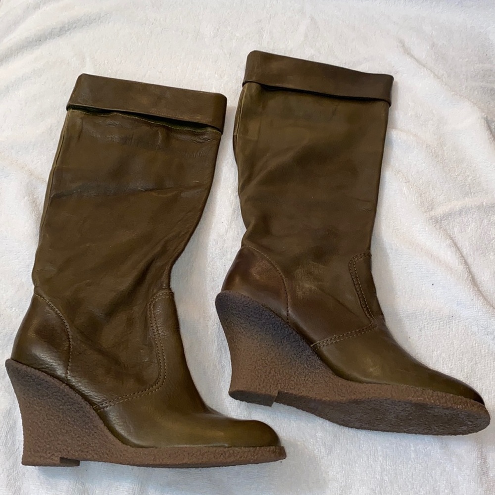 Genuine leather knee high boots